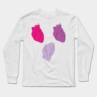 Pink and Purple Anatomical Heart Pattern Long Sleeve T-Shirt